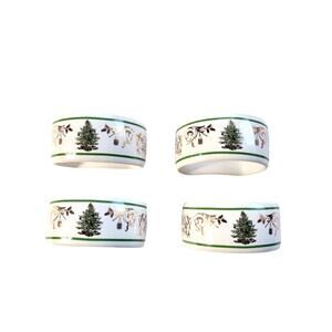 Spode Christmas Tree 22K Gold Napkin Ring Set of 4